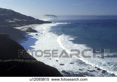 Stock Photography -  seacoast, Big Sur, California, CA, Scenic view of the California coastline from Highway 1 on the Pacific Ocean in Big Sur.. Fotosearch