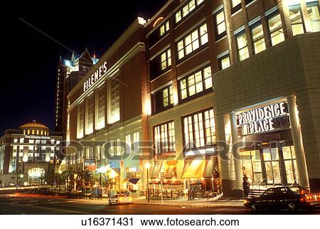 Stock Image -  shopping mall, Providence, Rhode Island, RI, Providence Place Mall in downtown Providence in the evening.. Fotosearch