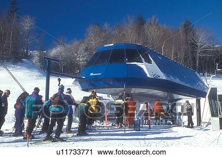 skiing, ski lift, winter, Warren, VT, Vermont, Skiers waiting in line at the quad chair lift at Sugarbush Ski Resort in Warren in winter. View Large Photo Image Stock Image - skiing, ski lift, winter, Warren, VT, Vermont, Skiers waiting in line at the quad chair lift at Sugarbush Ski Resort in Warren in winter.. Fotosearch