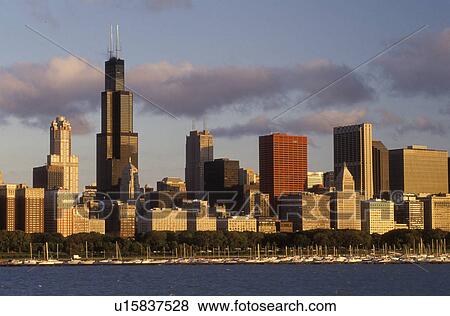 skyline, Chicago, Illinois, IL, Lake Michigan, Downtown skyline of Chicago from Chicago Harbor on Lake Michigan. View Large Photo Image Stock Photo - skyline, Chicago, Illinois, IL, Lake Michigan, Downtown skyline of Chicago from Chicago Harbor on Lake Michigan.. Fotosearch