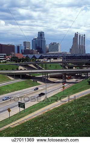 skyline, expressway, Kansas City, MO, Missouri, downtown skyline of Kansas City and I-670/I-35. View Large Photo Image Stock Photo - skyline, expressway, Kansas City, MO, Missouri, downtown skyline of Kansas City and I-670/I-35.. Fotosearch