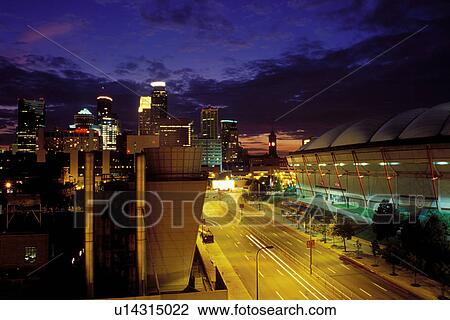 skyline, Metrodome, Minneapolis, MN, Minnesota, Twin Cities, Hubert H. Humphrey Metrodome and downtown skyline of Minneapolis at night. View Large Photo Image Stock Image - skyline, Metrodome, Minneapolis, MN, Minnesota, Twin Cities, Hubert H. Humphrey Metrodome and downtown skyline of Minneapolis at night.. Fotosearch