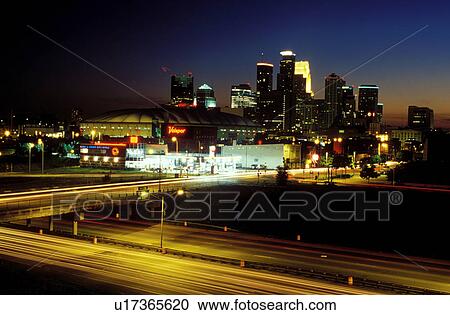 skyline, Metrodome, Minneapolis, MN, Minnesota, Twin Cities, Hubert H. Humphrey Metrodome and downtown skyline of Minneapolis along I-35 at night. View Large Photo Image Stock Image - skyline, Metrodome, Minneapolis, MN, Minnesota, Twin Cities, Hubert H. Humphrey Metrodome and downtown skyline of Minneapolis along I-35 at night.. Fotosearch