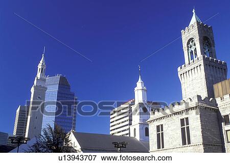 Stock Photo -  skyline, Springfield, MA, Massachusetts, Downtown skyline of Springfield. Fotosearch