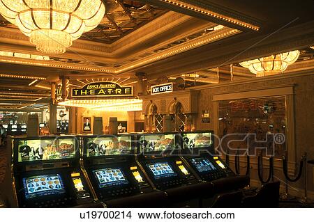 Picture -  slot machines, casino, Las Vegas, Nevada, NV, The Strip, Slot machines inside the casino at the Monte Carlo Resort & Casino in Las Vegas, the Entertainment Capital of the World.. Fotosearch