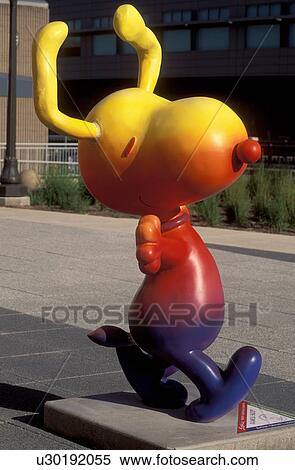 Stock Photography -  Snoopy, St. Paul, MN, Minnesota, Twin Cities, Rainbow Snoopy Snoopy statue.. Fotosearch