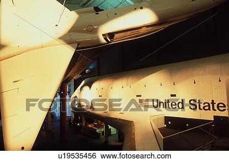 Stock Photograph -  space museum, Hutchinson, KS, Kansas, Displays inside the Hall of Space Museum at Kansas Cosmosphere and Space Center.. Fotosearch