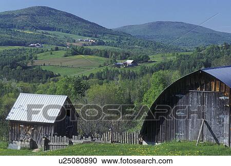 Stock Image -  spring, Barnet, VT, Vermont, Farm and scenic countryside in Barnet in the spring.. Fotosearch