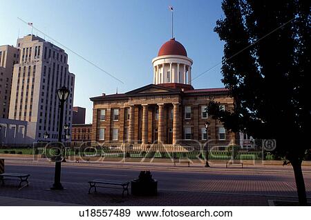 Stock Photo -  Springfield, IL, Illinois, The Old State Capitol building in Springfield, Illinois is the site of Lincoln's House Divided speech. . Fotosearch