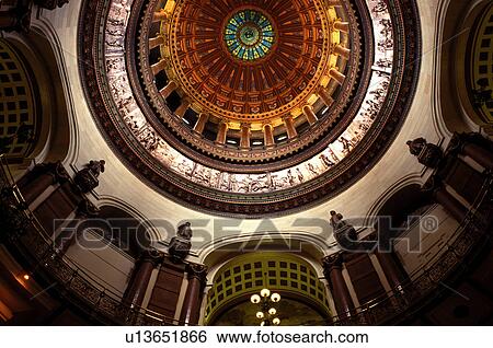 Springfield, State Capitol, interior, dome, Statehouse, capitol, IL, Illinois, The rotunda in the interior of The Illinois State Capitol building. View Large Photo Image Stock Photograph - Springfield, State Capitol, interior, dome, Statehouse, capitol, IL, Illinois, The rotunda in the interior of The Illinois State Capitol building. . Fotosearch