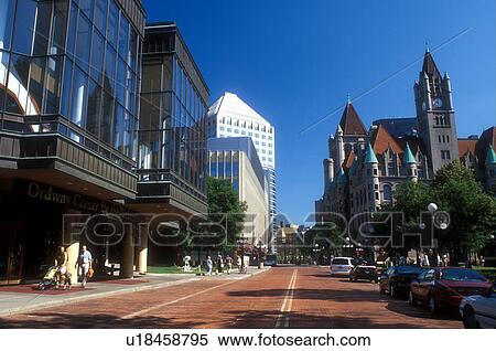 Stock Photography -  St. Paul, MN, Minnesota, Twin Cities, Ordway Center for the Performing Arts and Landmark Center, the arts and cultural center, in downtown Saint Paul. . Fotosearch