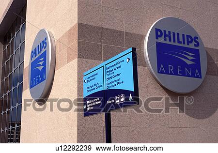 Stock Photo -  stadium, Atlanta, arena, GA, Georgia, Philips Arena in downtown Atlanta, the Hawks and Thrashers Stadium.. Fotosearch