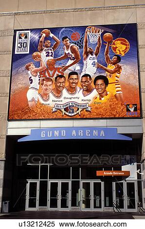 Stock Photography -  stadium, basketball, Cleveland, OH, mural, Ohio, Gund Arena, Cavaliers. Fotosearch
