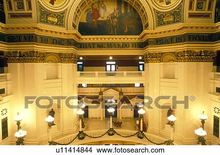 Picture -  State Capitol, Harrisburg, PA, State House, Pennsylvania, The Capitol Rotunda inside The Pennsylvania State Capitol Building in the capital city of Harrisburg.. Fotosearch