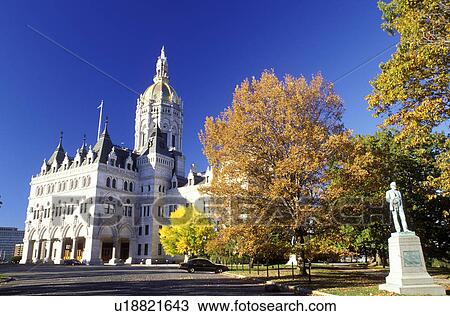 Stock Image -  State Capitol, Hartford, State House, Connecticut, CT, The State Capitol of Connecticut on Capitol Hill in the Capital City of Hartford in the fall.. Fotosearch