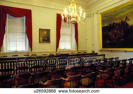 Stock Photo -  State Capitol, Richmond, State House, VA, Virginia, The Old Senate Chamber inside the Virginia State Capitol in the capital city of Richmond.. Fotosearch
