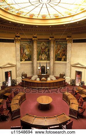 Picture -  State Capitol, State House, Madison, Wisconsin, WI, Senate Chamber inside the Wisconsin State Capitol in the Capital City of Madison.. Fotosearch