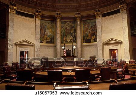 Stock Image -  State Capitol, State House, Madison, Wisconsin, WI, Senate Chamber inside the Wisconsin State Capitol in the Capital City of Madison.. Fotosearch