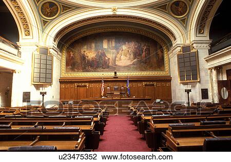 Stock Image -  State Capitol, State House, Madison, WI, Wisconsin, House of Representatives inside the Wisconsin State Capitol in the Capital City of Madison.. Fotosearch