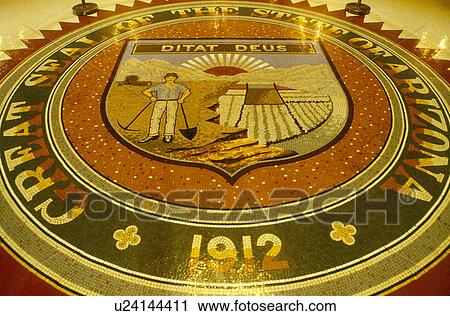 State Capitol, State Seal, Arizona, Phoenix, AZ, The Arizona State Seal, a mosaic, inside the Arizona State Capitol Museum in the capital city of Phoenix. View Large Photo Image Stock Image - State Capitol, State Seal, Arizona, Phoenix, AZ, The Arizona State Seal, a mosaic, inside the Arizona State Capitol Museum in the capital city of Phoenix. . Fotosearch