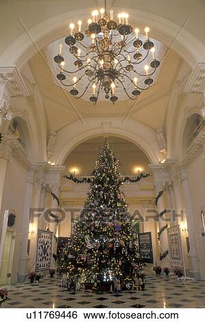 Stock Photograph -  State House, State Capitol, Annapolis, MD, Maryland, A Christmas tree decorates the foyer of the Maryland State House in the capital city of Annapolis.. Fotosearch