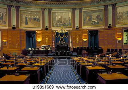 Stock Photo -  State House, State Capitol, Boston, Massachusetts, MA, House of Representatives inside the State House in the capital city of Boston.. Fotosearch
