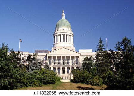 Stock Photo -  State House, state capitol, statehouse, Augusta, Maine, ME, The State House in Augusta. . Fotosearch
