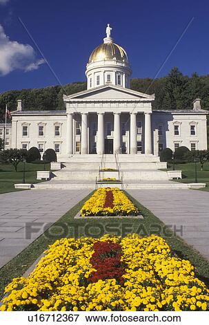 State House, State Capitol, Montpelier, Vermont, VT, State House grounds in Montpelier are decorated with red and yellow flowers. View Large Photo Image Stock Photo - State House, State Capitol, Montpelier, Vermont, VT, State House grounds in Montpelier are decorated with red and yellow flowers.. Fotosearch