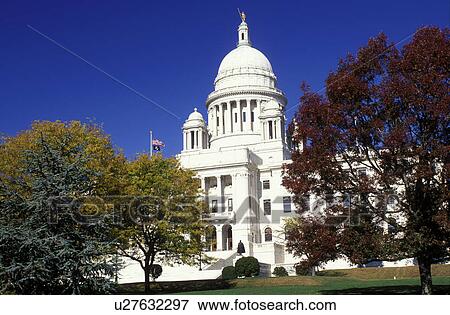 Stock Photo -  State House, State Capitol, Providence, Rhode Island, RI, The Rhode Island State House in the Capital City of Providence in the autumn.. Fotosearch