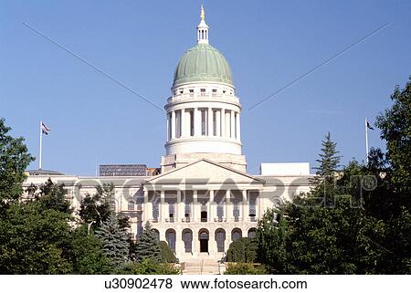 Stock Photo -  State House, statehouse, State Capitol, Augusta, Maine, ME, The State House in Augusta. . Fotosearch