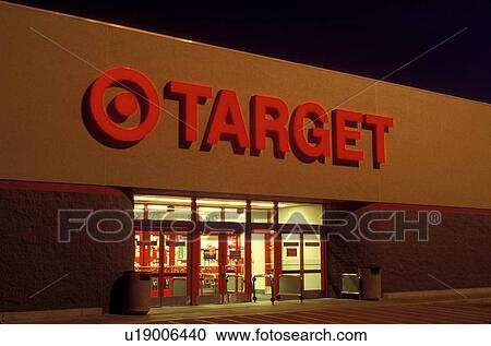 Stock Image -  store, Target, SD, South Dakota, Watertown, Target Discount Department Store illuminated at night.. Fotosearch
