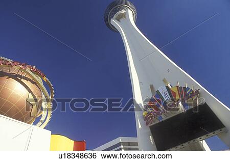 Stock Photograph -  Stratosphere Tower, Las Vegas, Nevada, NV, The Stratosphere Casino Hotel and Tower on The Strip in Las Vegas, the Entertainment Capital of the World.. Fotosearch