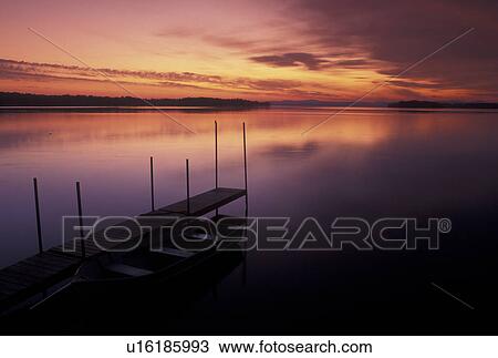 Stock Image -  sunrise, Vermont, VT, South Hero, [Sunrise, sunset] on Keeler Bay on Lake Champlain.. Fotosearch
