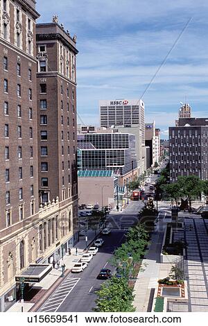 Stock Image -  Syracuse, NY, New York, Aerial view of downtown Syracuse.. Fotosearch