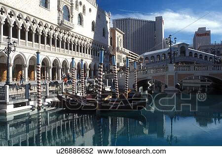 Stock Image -  The Venetian, Las Vegas, casino, Nevada, NV, The Strip, The Venetian Casino Resort replica of Venice, Italy on The Strip in Las Vegas, the Entertainment Capital of the World.. Fotosearch