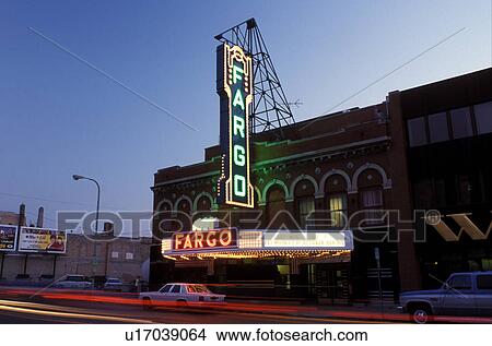 theater, neon lights, Fargo, ND, North Dakota, Fargo Theater illuminated at night with neon lights in downtown Fargo. View Large Photo Image Picture - theater, neon lights, Fargo, ND, North Dakota, Fargo Theater illuminated at night with neon lights in downtown Fargo.. Fotosearch