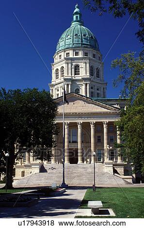 Stock Photo -  Topeka, State Capitol, State House, KS, Kansas, The State Capitol building in Topeka. The capitol, a French Renaissance style building.. Fotosearch