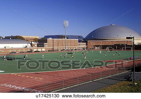 Stock Image -  UConn, university, stadium, Storrs, Connecticut, CT, Gampel Pavilion, Sports Complex and Dome, on the campus of the University of Connecticut in Storrs in the autumn.. Fotosearch