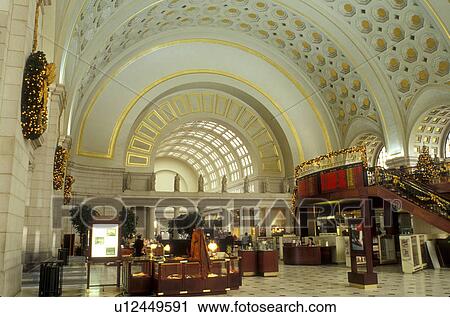 Union Station, Washington, DC, District of Columbia, The large hall inside Union Station is decorated for the Christmas holiday in Washington D. C. View Large Photo Image Stock Image - Union Station, Washington, DC, District of Columbia, The large hall inside Union Station is decorated for the Christmas holiday in Washington D. C.. Fotosearch