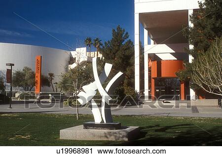 Stock Image -  University, college, Las Vegas, UNLV, Nevada, NV, James R. Dickinson Library on the campus of the University of Nevada, Las Vegas in Las Vegas.. Fotosearch