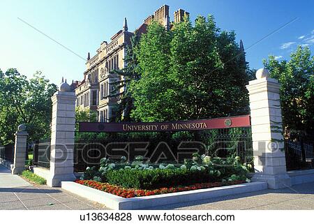 Stock Photo -  university, college, Minneapolis, MN, Minnesota, Twin Cities, Entrance to the University of Minnesota in Minneapolis.. Fotosearch