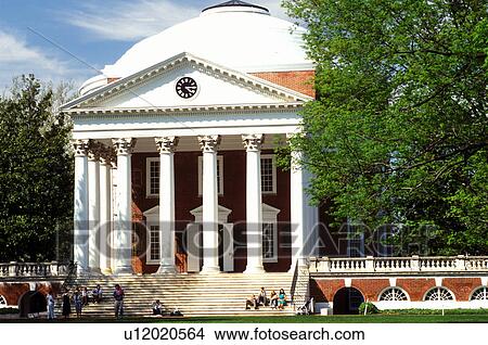 Picture -  university, college, Virginia, Charlottesville, VA, The Rotunda on the University of Virginia campus in Charlottesville in the spring.. Fotosearch