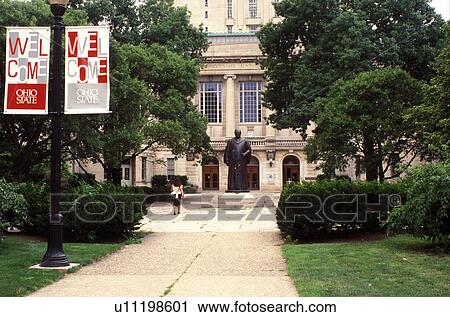 Stock Image -  university, Columbus, college, OH, Ohio, The Main Library on Ohio State University campus.. Fotosearch