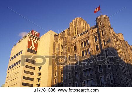 Stock Photograph -  university, Temple, college, Philadelphia, Pennsylvania, PA, Temple University in downtown Philadelphia.. Fotosearch