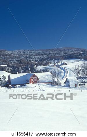 Vermont, red barn, VT, Scenic view of Diamond Heart Farm under a blue sky on a clear day in East Albany in the winter. View Large Photo Image Stock Photo - Vermont, red barn, VT, Scenic view of Diamond Heart Farm under a blue sky on a clear day in East Albany in the winter.. Fotosearch