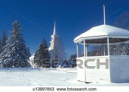 Vermont, VT, Church and gazebo on the snow-covered Green in Craftsbury Common in the winter View Large Photo Image Stock Image - Vermont, VT, Church and gazebo on the snow-covered Green in Craftsbury Common in the winter . Fotosearch