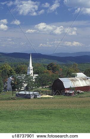 Stock Image -  Vermont, VT, Picturesque view of the scenic New England village of Peacham . Fotosearch