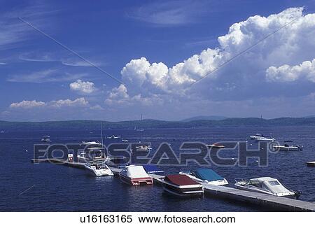 Stock Photography -  Vermont, VT, South Hero, Appletree Marina on Lake Champlain.. Fotosearch