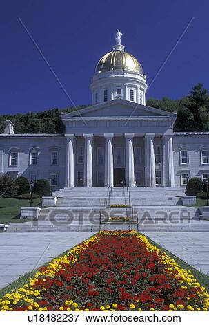 Stock Photo -  Vermont, VT, State House in the summer in Montpelier . Fotosearch