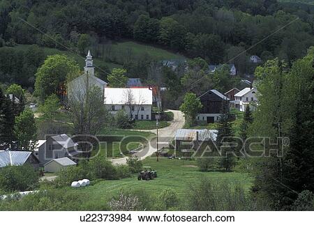 village, spring, East Topsham, VT, Vermont, Scenic view of the village